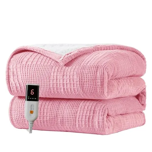 Texciting Manta Eléctrica Grande 130x180cm,Lavable en Lavadora,Rosa | Manta Térmica Suave Tiempo Ajustable 2-10h,9 Niveles de Calor,Ideal para Sofá y Cama,Regalo para Mujer