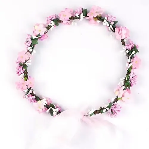 Bottega della principessa - Corona de flores rosas para dama de honor - Corona de flores para el pelo de niña para ceremonia y eventos importantes