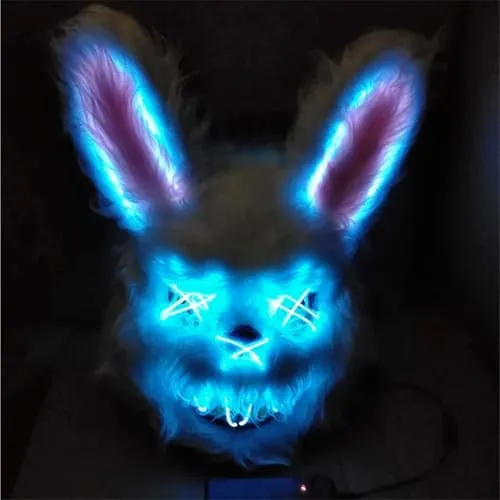 TK Gruppe Timo Klingler Máscara de conejo de terror LED espeluznante - como de Purge, controlable, cara luminosa, para Halloween, carnaval y fiestas de disfraces como disfraz para hombres y mujeres
