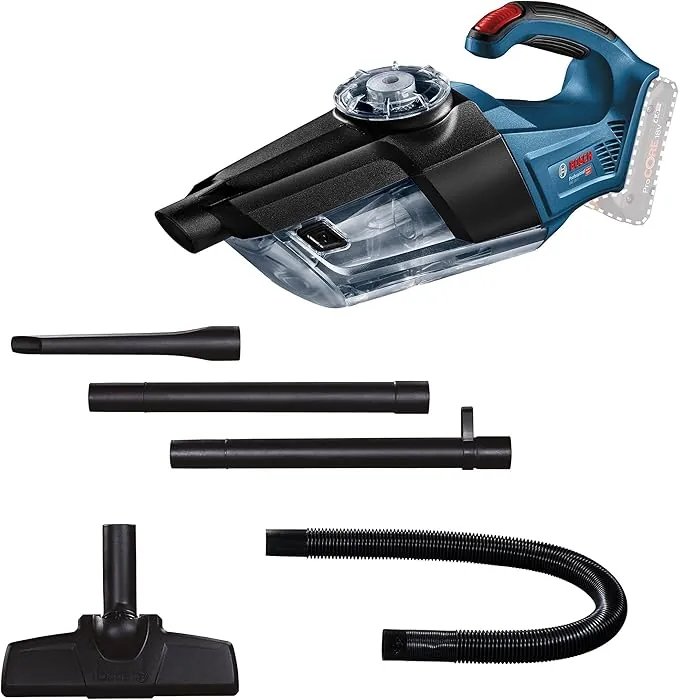 Bosch Professional 18V System aspirador manual a batería GAS 18V-1 (incl. tubo de aspiración, boquilla para ranuras, boquilla para moqueta, volumen del depósito 1 l, sin batería/cargador)