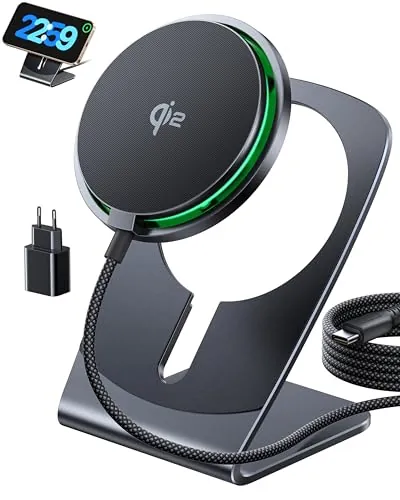 INIU 2 in 1 Desmontable Cargador Inalámbrico, Qi2 15W Base de Carga Rápida