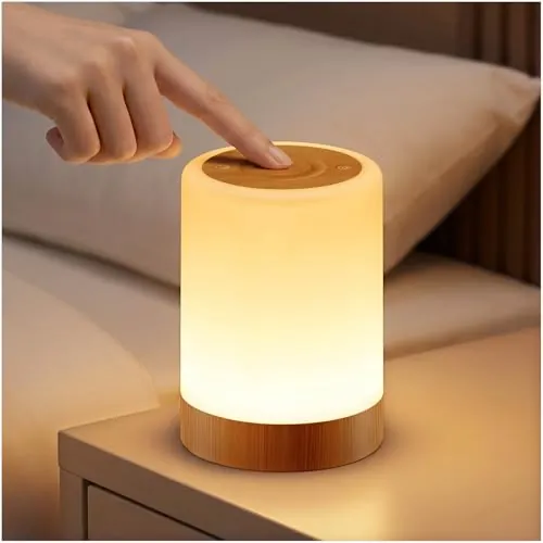Auxmir Lámparas de Mesita de Noche LED Recargable 3000mAh, Luz Nocturna Bebé Táctil Regulable, 256 Colores RGB y 5 Modos, Temporizador 1/2/3H, Luz Cálida Infantil para Dormitorio, Lactancia y Regalo