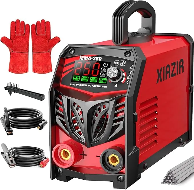 Soldador ARC 250A 220V con pantalla LED, soldadora portátil IGBT con Hot Start, Arc Force & Anti-Stick, kit completo para bricolaje, taller y granja