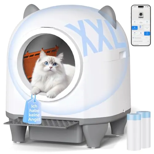 Devoko Arenero Gatos Autolimpiable Grande, 90L Gran Capacidad Arenero Automatico Gatos, Equipado con Sistema de 6 Seguridad, Compatible con Control App, Función Mejorada Eliminación Olores