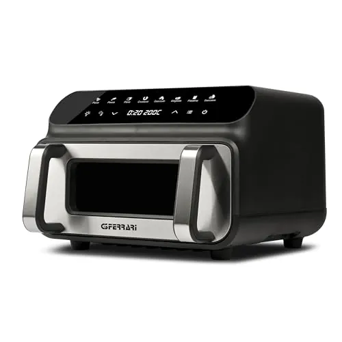 G3 Ferrari G10181 Friggisano BBQ Freidora de aire, Horno Barbocoa Smokeless, 200 W, Doble resistencia, 10 Litros XXL, Accesorios incluidos, Temporizador 60 min,