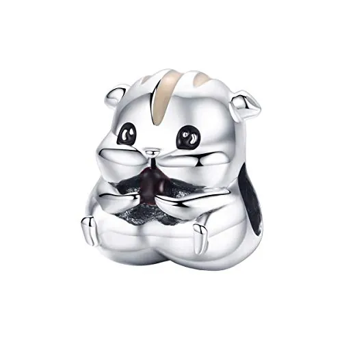 NewL Animal Collection - Abalorios de plata de ley 925 con diseño de hámster para pulseras y brazaletes para hacer joyas, Metal