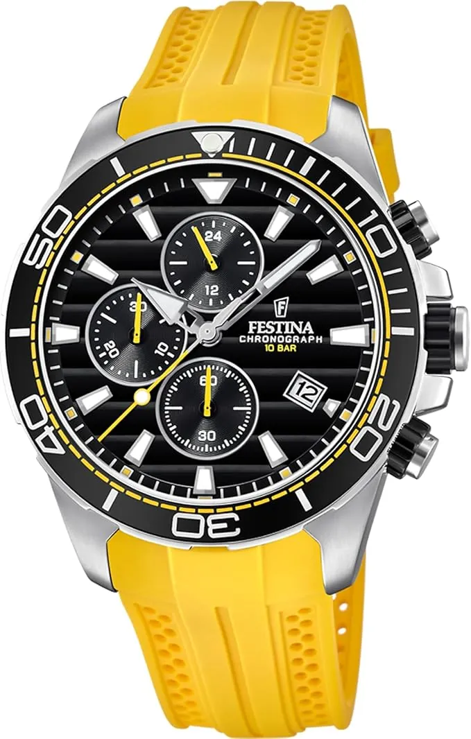 Festina Reloj Hombre Deportivo - Cronógrafo - Movimiento de Cuarzo - Reloj Analógico Hombre con Correa de Caucho - Resistente al Agua 10 ATM - F20370 - Special Prices