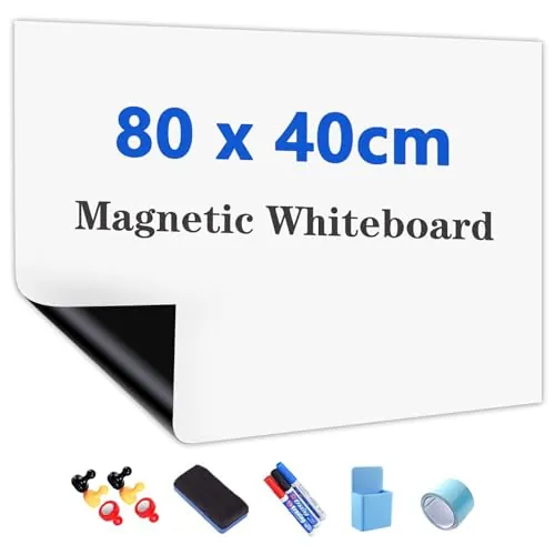 JOMUSAGA Rollo de pizarra blanca magnética adhesiva 80 x 40 cm para pared