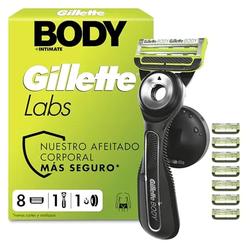 GilletteLabs Body + Intimate Maquinilla Corporal Hombre, 8 Recambios