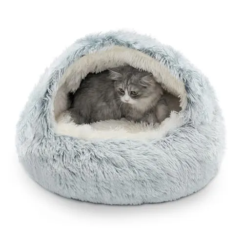 CATISM Cama Felpa para Gatos Perros Cama para Mascotas Redonda Lavable 50cm | Fondo Antideslizante Cama para Gatos Resistente Estrés Adecuada para Gatos, Perros Pequeños