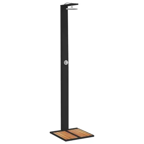 vidaXL Ducha de Exterior, Ducha con Rociador Giratorio, Ducha para Piscina, Mueble para Patio Jardín, Ratán PE y Madera Acacia Negro