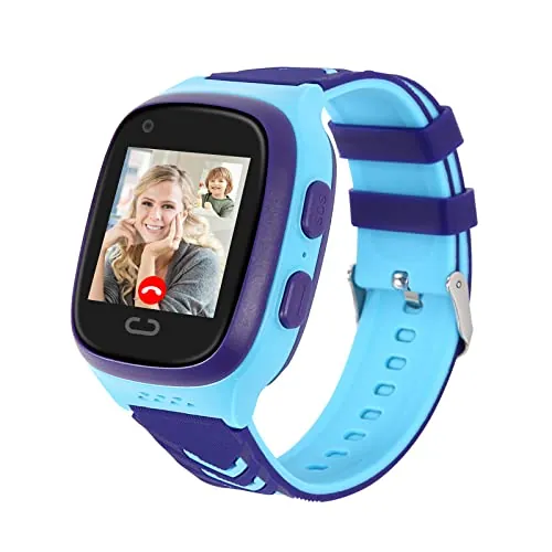 joyment Reloj Inteligente para Niños 4G Rastreador GPS Videollamada SOS Cámara De Chat De Voz Despertador Cronómetro Calculadora De Localización De Regalos De Cumpleaños para Niñas 4-12 Años (Azul)