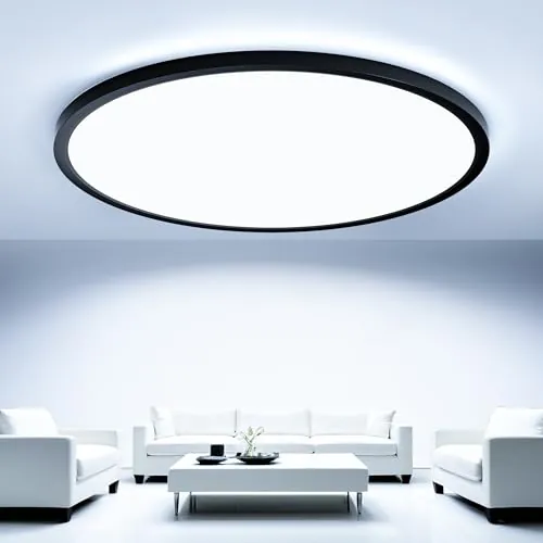 OTREN Plafon LED Techo 52W, 5200LM Moderna Lámpara Redonda Panel Ultra Delgado Blanco Natural 6500K, IP44 Luz Led para Cocina Balcón Dormitorio Comedor Sala de Estar Ø50CM