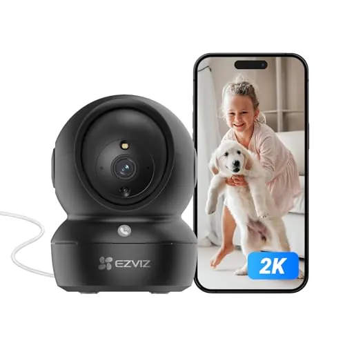 EZVIZ C6N Pro 2K Camara Vigilancia WiFi Interior con Seguimiento Automático, Negra Cámara IP Domicilio WiFi 360° para Bebe,Visión Nocturna Color, Detección Humana, Llamada Bidireccional, Soporta 512GB