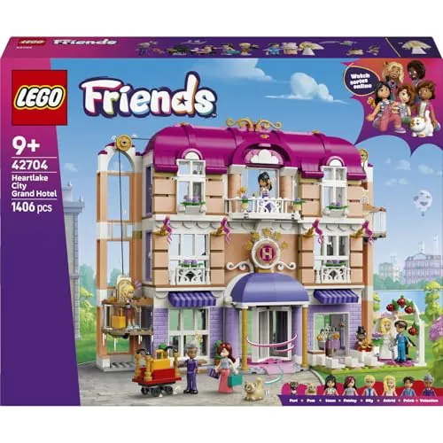 LEGO Friends Gran Hotel de Heartlake City 42704 | Juguetes para niñas de 9+ años, casa de muñecas en miniatura, 6 mini muñecos y 2 animales, regalo de cumpleaños, 1406 piezas