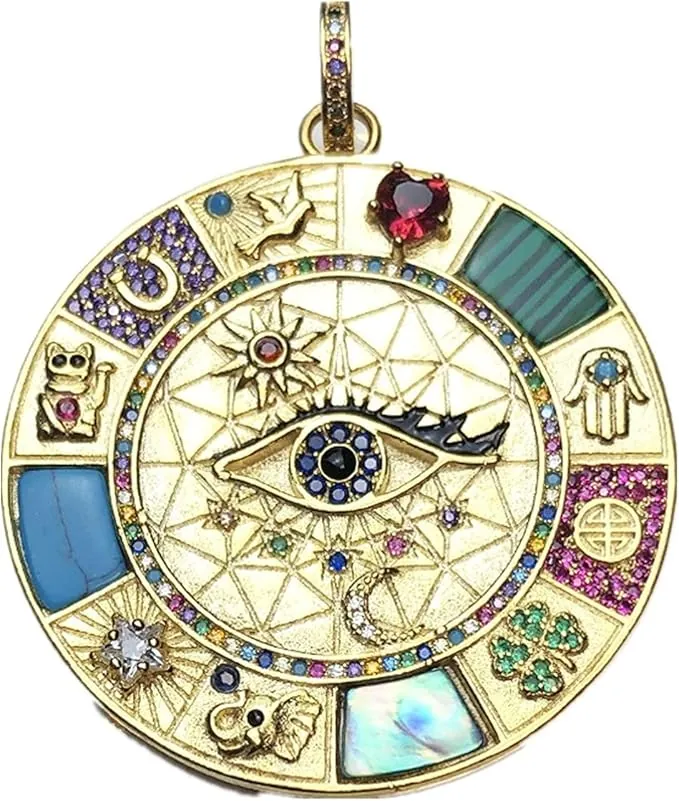 Colgante amuleto mágico de la suerte, joyería dorada de verano 2021, plata de ley 925 pura, regalo potente para mujeres y hombres, Metal, Turquesa