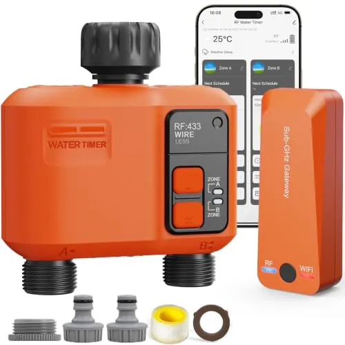 XinFuture Programador Riego WiFi 2 Salidas con Gateway Tecnología RF 300 m