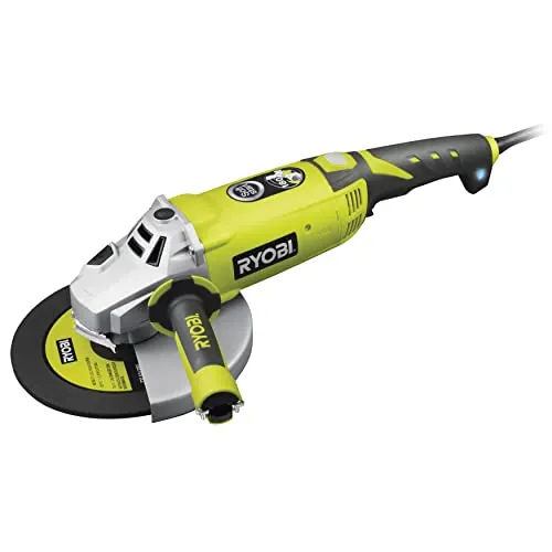 RYOBI - Amoladora Angular 18V ONE+ 220V, 2000W, Ø230mm - Velocidad 6600 rpm - Empuñadura Trasera Giratoria 180°, Soft Start - Incluye 1 Disco de Desbarbar el Metal y 1 Llave de Servicio - EAG2000-G