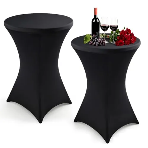 Mantel Elástico Redondo 80x110cm, Fundas Elásticas para Mesa Alta de Cóctel | Manteles Estirables Fundas Elásticas, Mantel Estirable Spandex, Cubierta Lavable para Mesas de Bar Fiesta Boda Banquete