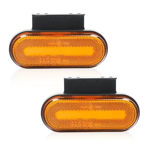 AOHEWEI 2 x Luces laterales LED ámbar para remolques, 12V/24V Luces de posición delanteras, homologadas ECE R91 R10 Para autocaravanas, furgonetas, barcos, camiones y caravanas