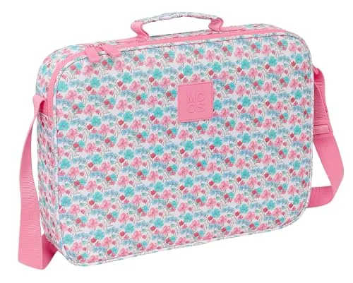 Safta MOOS FLORES - Cartera Extraescolares, Tejido Reciclable, Maletín Portatodo, Bandolera, Cómoda y Versátil, Calidad y Resistencia, 38x6x28 cm, Color Multicolor