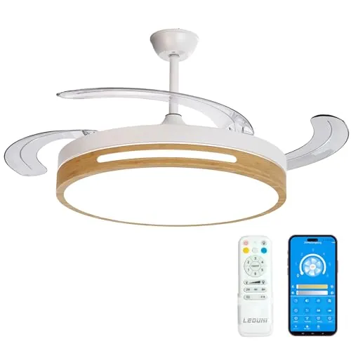 LEDUNI Ventilador de Techo con Aspas Retráctiles Control Remoto 66W