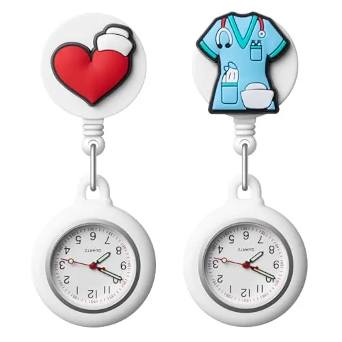 Vintoney Reloj Enfermera Luminoso con Clip Retráctil, Bolsillo Médico Preciso, Resistente al Agua, Ideal Hospital y Estudiantes