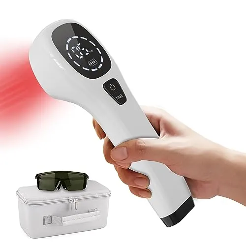 iKeener Dispositivo Terapia Luz Roja,FDA Aprobado Terapia Láser de Mano Alivio Del Dolor Equipo,Luz Infrarroja Bajo Nivel para Cara,Cuerpo,Músculo,Pie,Hombro,Rodilla,Espalda (2x808nm,12x650nm)(Blanco)