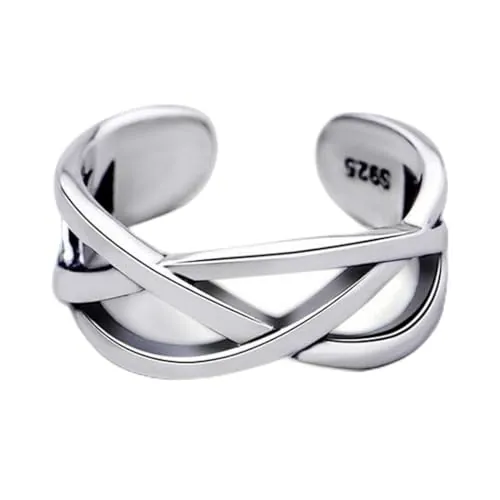 Aukmla Anillo de pulgar vintage de plata con nudo celta ajustable, anillo abierto para mujeres y niñas, 1 Count (Pack of 1), Plata, Turquesa