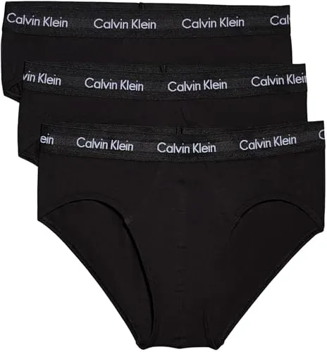 Calvin Klein Calzoncillos Hip Briefs Hombre Pack de 3 Ropa Interior, Negro (Black W Black WB), M