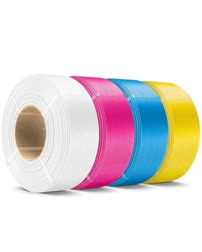 SUNLU Filamento PLA+ Lithophan CMYK 4KG, Filamento PLA Plus para Impresoras 3D 1.75mm ±0.02mm, Mayor Tenacidad, 1kg por Bobina, 4 Bobinas, CMYK Blanco+Magenta+Amarillo+Cian
