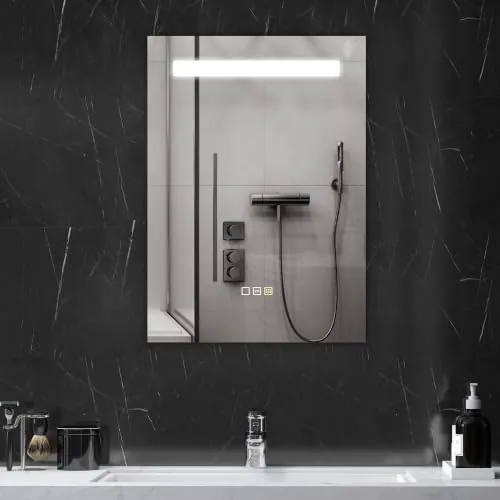 HOMCOM Espejo de Baño con Luz LED 70x50 cm Espejo de Pared con Antivaho