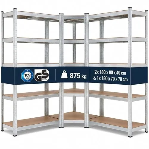 Arebos Estantería Esquina para Cargas Pesadas | Estanteria Metalica 875 kg | Estanteria Metalica 180x70x40cm | Estanterias Almacenaje