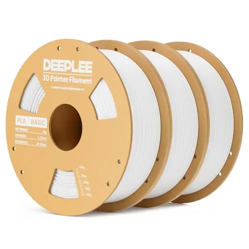 DEEPLEE Filamento PLA Basic 1.75 mm, Pack 3 x 1 kg, Blanco