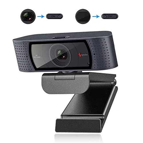 Angetube Webcam para PC - Cámara de Streaming Full HD 1080P con Protector