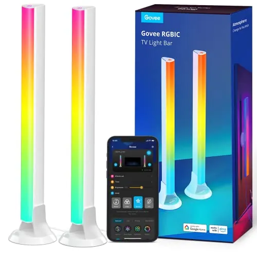 Govee RGBIC Barras de Luz, 38cm con Dobles Perlas y WiFi - con Múltiples Opciones de Colocación Adecuadas para TV de 45-70 Pulgadas, Funcionan con Alexa y Google Assistant, Color Blanco