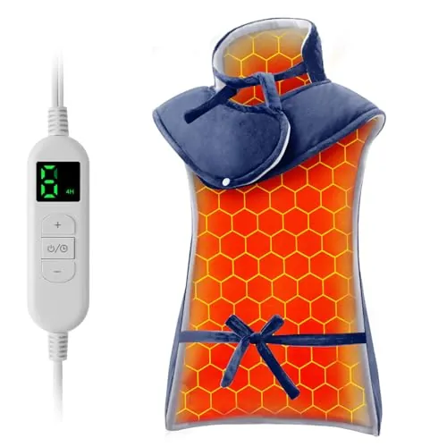 Ultralent Almohadilla Térmica para Espalda y Cuello 60×108cm, 6 Niveles de Calor, Apagado Automático,Calentamiento Rápido, Protección contra sobrecalentamiento, Oficina y Hogar, Lavable a Máquina