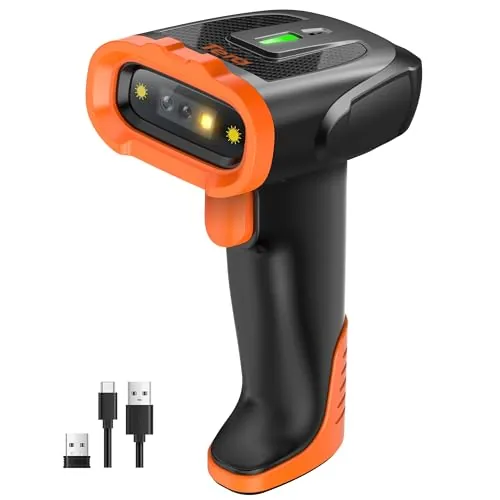 Tera Escáner de códigos de Barras 1D 2D QR con Bluetooth: batería de polímero de Litio 2200 mAh 2.4G inalámbrico y USB Cable escáner Manual CMOS Global Shutter para POS almacén Comercio Oficina D5300