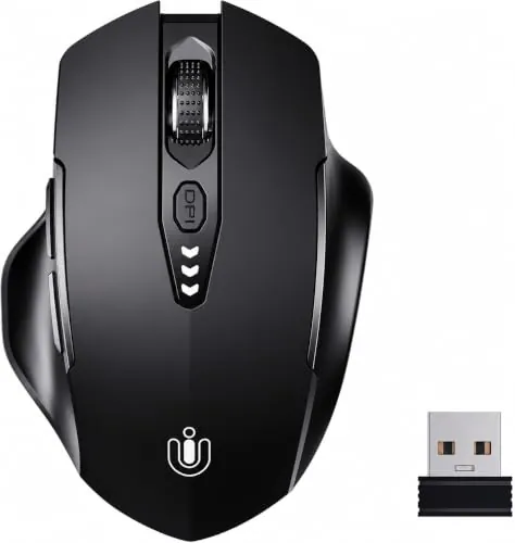Uineer Ratón Inalámbrico, 3200 dpi, Indicador de Batería, Negro Mate