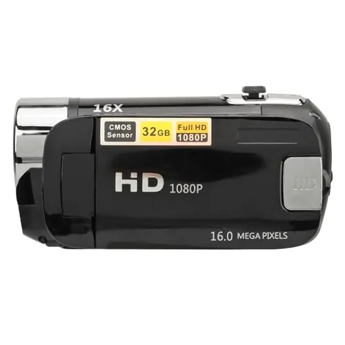 KIMISS Cámara Digital D90 16MP para vídeo HD 1080P, Pantalla giratoria de 2.4 Pulgadas, Zoom 16X, luz de Relleno, Ideal para Viajes y Eventos