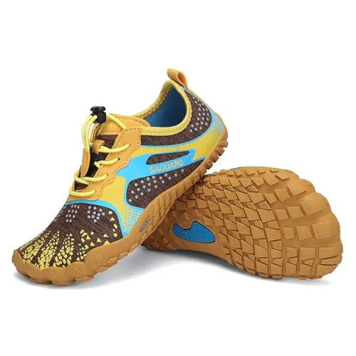 SAGUARO Barefoot Zapatillas Niño Minimalistas Zapatillas Niña Escarpines Barefoot Zapatos Minimalistas Zapatillas Deporte para Wide Tox Box Amarillo,Gr.29