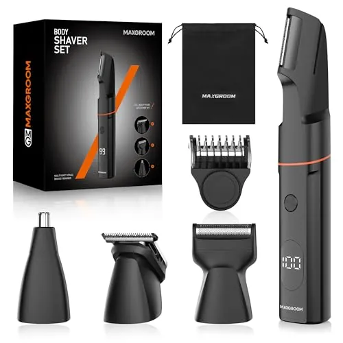 MAXGROOM Afeitadora Corporal Masculina 4 en 1, Depiladora Hombre, Negro