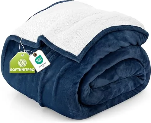 Utopia Bedding Manta Franela Reversible Polar - (Azul Marino, 228x228 cm) | Manta para Sofá, Manta Reversible de Forro Polar Suave para Cama, Sofá y Viajes, Ideal para Todas Las Estaciones