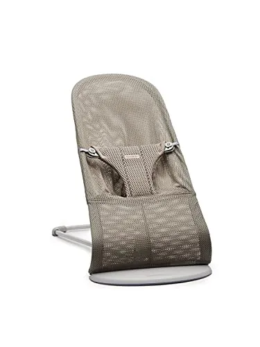 BabyBjörn Hamaca Bliss, Malla, Gris arena | 2 en 1: hamaca ajustable y silla infantil, de recién nacido a 2 años (3,5–13 kg), 3 posiciones, ligera y portátil
