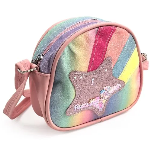 Zuxbolf Bolso Bandolera para Niña,Rainbow Bolsa Pequeña Pequeño Bolso de Hombro para Niñas con Correa Ajustable,Mini Bolsas de la Princesa Bolsos de Mano Monedero Niña Regalo para Niñas 3-10 Años
