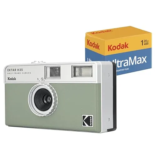 Kodak EKTAR H35 - Cámara de película de Medio Marco (Salvia, Paquete con película de 24 exp)