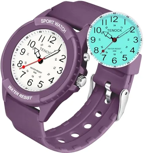 TENOCK Reloj De Pulsera Deportivo para Mujer AnalóGico De Cuarzo Resistente Al Agua hasta 50 M con Luz Nocturna para Combinar con Moda Casual O Actividad Deportiva (Rosa Intenso)
