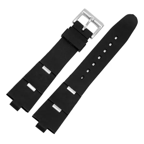 CAWEUER Correa de reloj goma compatible con Bulgari, correa silicona convexa 22 x 8 mm y 24, negra for mujer(22mm)