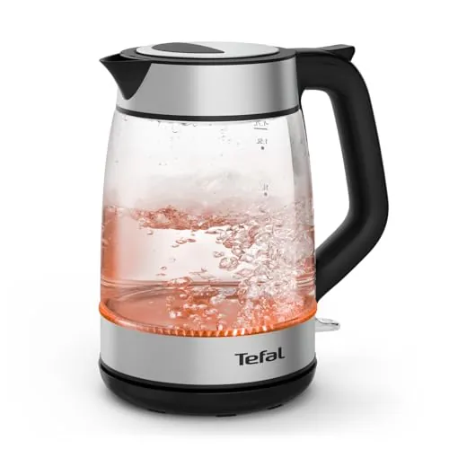 Tefal Express Glass, Hervidor de Cristal de 2200W, Capacidad de 1,7L | Ebullición rápida, Indicador de 1 taza, Autoapagado, Fácil de limpiar, Filtro antical, KI6A58