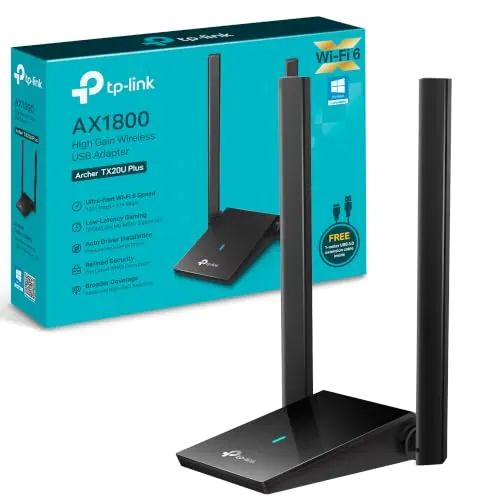 TP-Link Archer TX20U Plus - Adaptador WiFi 6 USB, AX1800 Doble Banda | Actualiza tu PC con WiFi 6. Configuración Fácil. Conexión Estable. 2 Antenas de Alta Ganancia. Compatible con Windows 11/10.